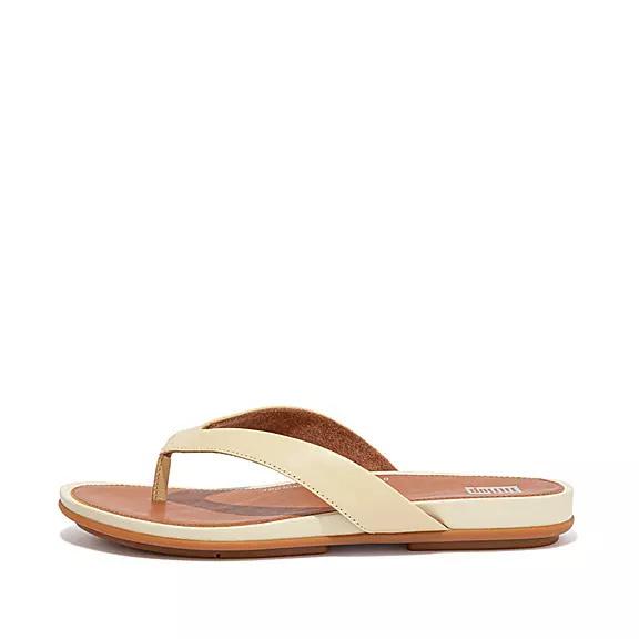 Sandales Entre-Doigts Femme Fitflop Gracie Cuir Jaune (ARX592716)
